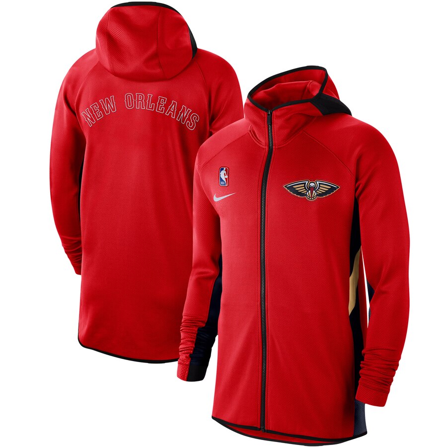 Men Nike New Orleans Pelicans Red Authentic Showtime Therma Flex Performance FullZip Hoodie->memphis grizzlies->NBA Jersey
